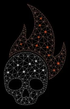 Bright Mesh Network Skull Fire with Flash Spots Stock Illustration