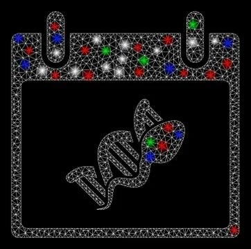 Bright Mesh Network Sperm DNA Replication Calendar Day with Light Spots Illustration