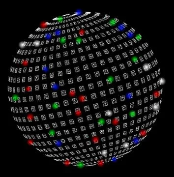 Bright Mesh Network Square Dotted Abstract Sphere with Light Spots Ilustración de archivo
