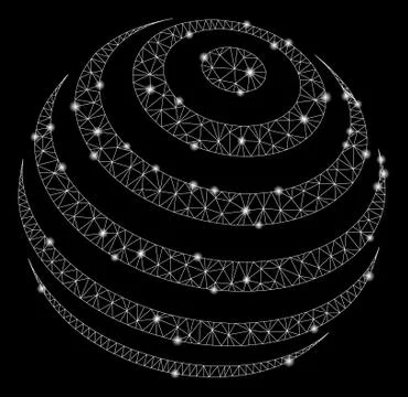 Bright Mesh Network Striped Abstract Sphere with Light Spots イラスト素材
