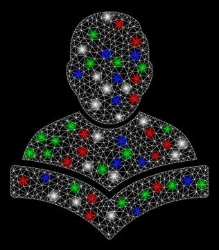 Bright Mesh Network Student with Light Spots Illustrazione stock