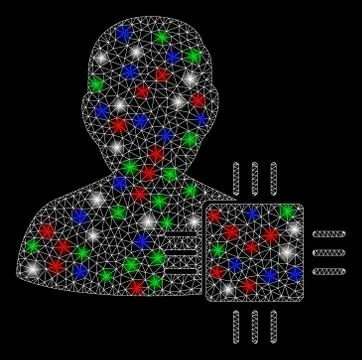 Bright Mesh Network System Developer with Flare Spots Stock Illustration