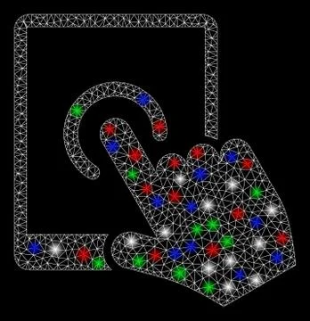 Bright Mesh Network Tablet Tap with Flare Spots Stock Illustration
