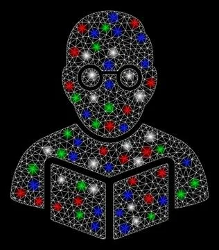 Bright Mesh Network Teacher with Flash Spots Stock Illustration