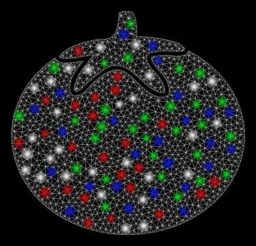 Bright Mesh Network Tomato Vegetable with Light Spots Illustrazione stock