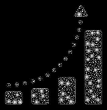 Bright Mesh Network Trend Chart with Flare Spots イラスト素材