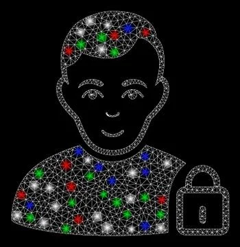 Bright Mesh Network User Lock with Flash Spots Stock Illustration