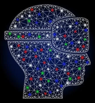 Bright Mesh Network Virtual Reality with Flash Spots Illustrazione stock
