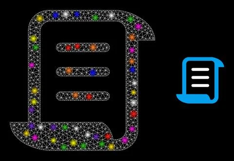 Bright Mesh Page Scroll Icon with Constellation Color Light Spots Stock Illustration