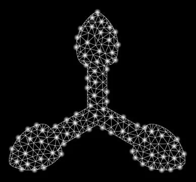 Bright Mesh Wire Frame 3D Axis Arrows with Light Spots Stock Illustration