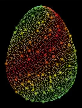 Bright Mesh Wire Frame Abstract Egg with Diagonal Stripes with Flare Spots Stock-Illustration