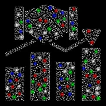 Bright Mesh Wire Frame Acquisition Graph with Light Spots イラスト素材
