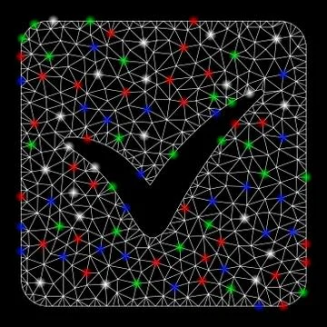Bright Mesh Wire Frame Approve Box with Light Spots イラスト素材