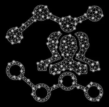 Bright Mesh Wire Frame Audience Trends with Light Spots イラスト素材