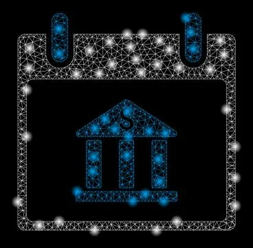 Bright Mesh Wire Frame Bank Building Calendar Day with Flare Spots Ilustración de archivo