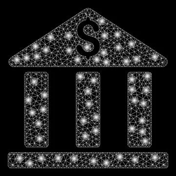 Bright Mesh Wire Frame Bank Building with Flash Spots Ilustración de archivo