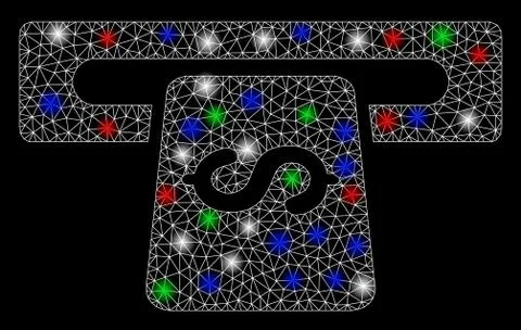 Bright Mesh Wire Frame Banking Machine with Light Spots Illustrazione stock