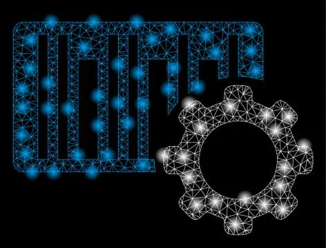 Bright Mesh Wire Frame Bar Code Settings with Light Spots Stock-Illustration