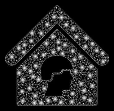 Bright Mesh Wire Frame Barrack Building with Flash Spots Ilustración de archivo