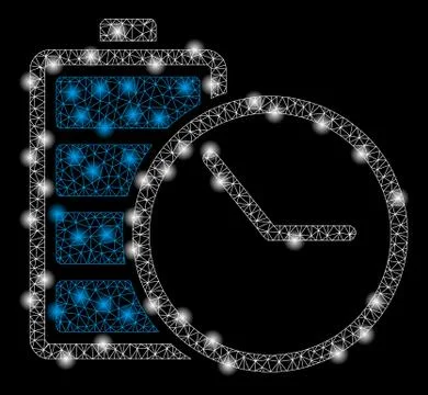 Bright Mesh Wire Frame Battery Clock with Flare Spots Stock Illustration
