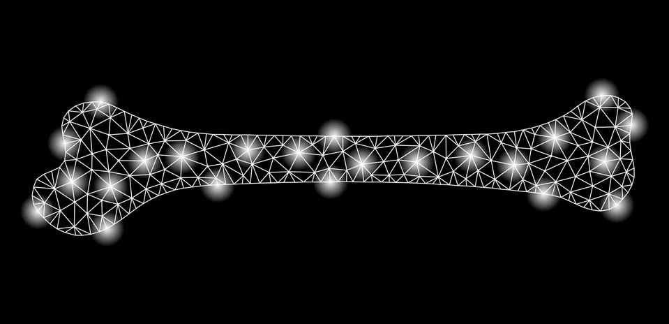 Bright Mesh Wire Frame Bone with Flare Spots Stock Illustration
