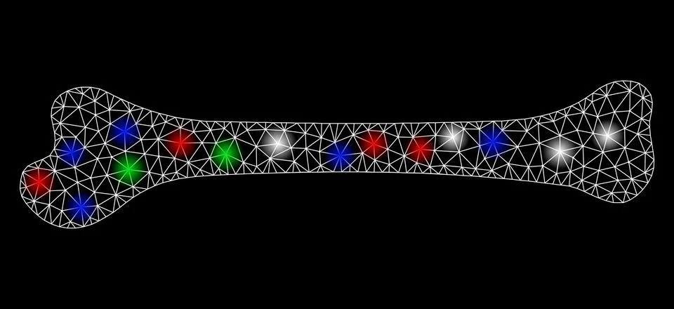 Bright Mesh Wire Frame Bone with Light Spots Stock Illustration