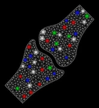 Bright Mesh Wire Frame Bone Joint with Light Spots Stock Illustration