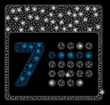 Bright Mesh Wire Frame Calendar Week with Flash Spots Stock Illustration