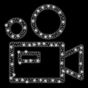 Bright Mesh Wire Frame Camera with Flash Spots 스톡 일러스트