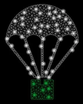 Bright Mesh Wire Frame Cargo Parachute with Light Spots 스톡 일러스트