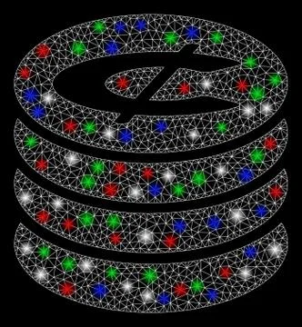 Bright Mesh Wire Frame Cent Coins Stack with Flash Spots Stockillustratie