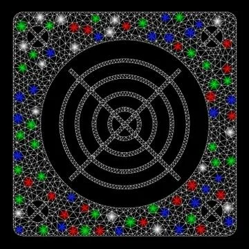 Bright Mesh Wire Frame Computer Power Supply with Light Spots Stock Illustration