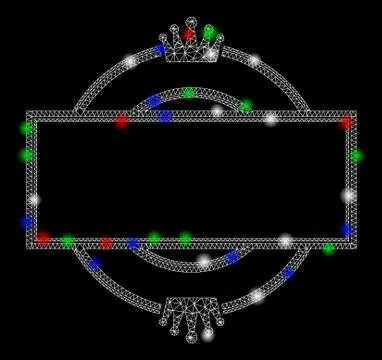 Bright Mesh Wire Frame Crown Round and Rectangle Frame with Light Spots Illustrazione stock