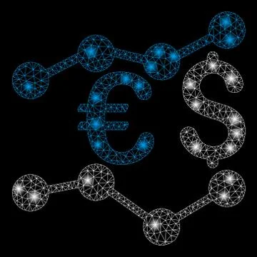 Bright Mesh Wire Frame Currency Trends with Flash Spots Illustrazione stock