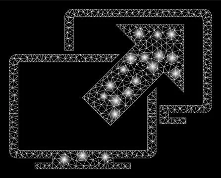 Bright Mesh Wire Frame Data Transfer with Light Spots Stock Illustration