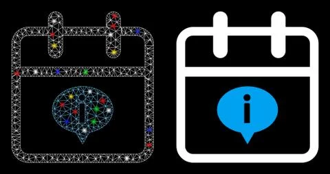 Bright Mesh Wire Frame Day Information Icon with Flash Spots Stock Illustration