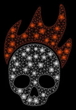 Bright Mesh Wire Frame Death Fire with Flash Spots Stock Illustration