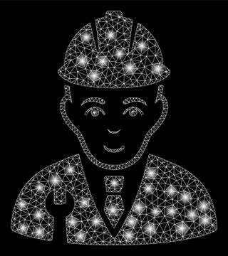 Bright Mesh Wire Frame Developer with Flash Spots Stock Illustration