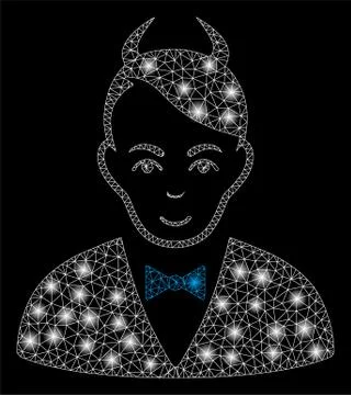 Bright Mesh Wire Frame Devil with Flare Spots 스톡 일러스트