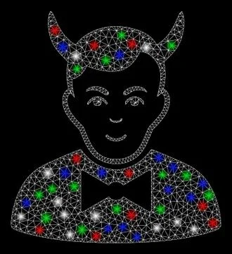 Bright Mesh Wire Frame Devil with Light Spots Stock Illustration