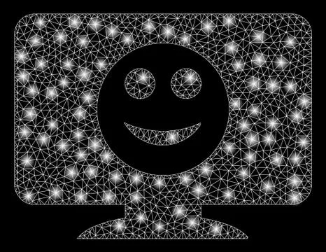 Bright Mesh Wire Frame Display Smile with Light Spots Stock Illustration