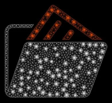 Bright Mesh Wire Frame Document Folder with Light Spots Illustrazione stock