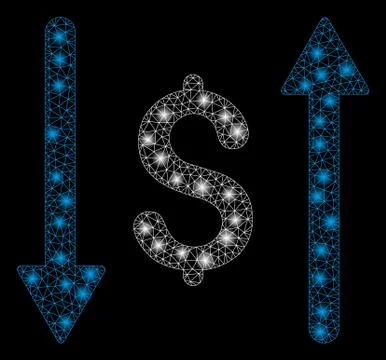 Bright Mesh Wire Frame Dollar Swap with Light Spots Stock Illustration