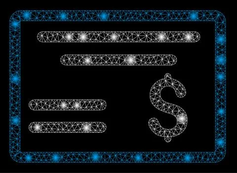 Bright Mesh Wire Frame Dollar Cheque with Flare Spots 스톡 일러스트
