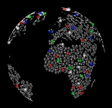 Bright Mesh Wire Frame Dotted Abstract Globe with Light Spots Illustrazione stock