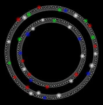 Bright Mesh Wire Frame Double Circle Frame with Flash Spots Stock Illustration