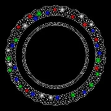 Bright Mesh Wire Frame Double Certificate Rosette Frame with Flash Spots Stock Illustration