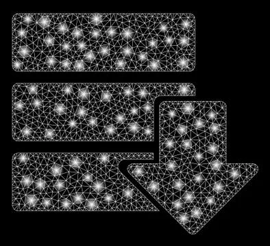 Bright Mesh Wire Frame Download Database with Light Spots Illustrazione stock