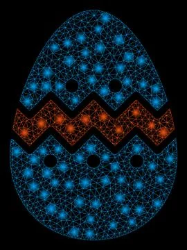 Bright Mesh Wire Frame Easter Egg with Flare Spots Illustrazione stock