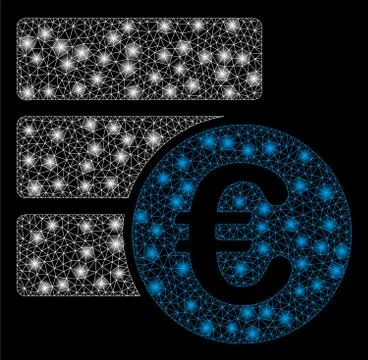 Bright Mesh Wire Frame Euro Database with Flare Spots Illustrazione stock